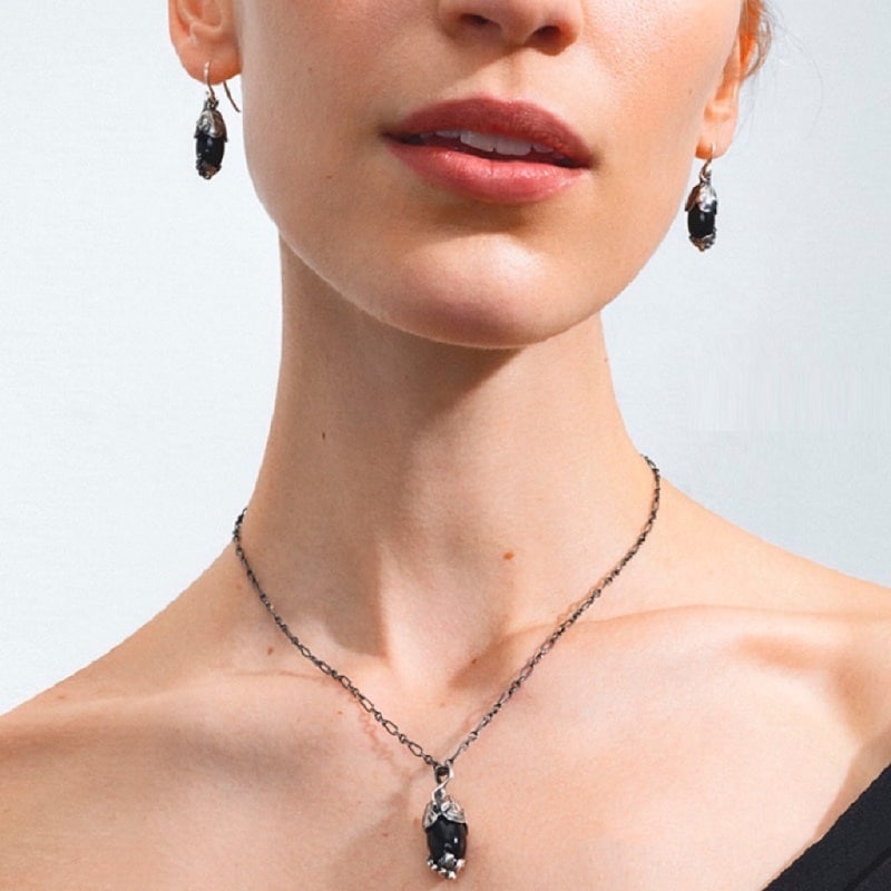 GEORG JENSEN 2024 HERITAGE Pendant Silver Black Onyx｜EVA SKY SHOP